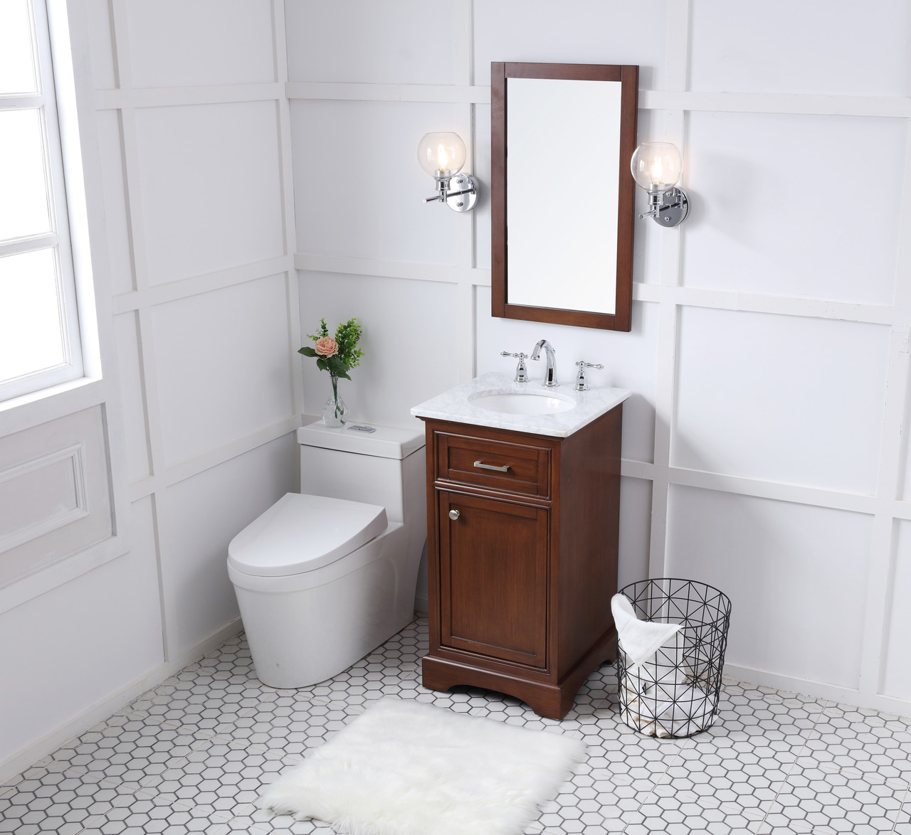 Elegant Decor VF15019TK 19 in. Single Bathroom Vanity set in teak