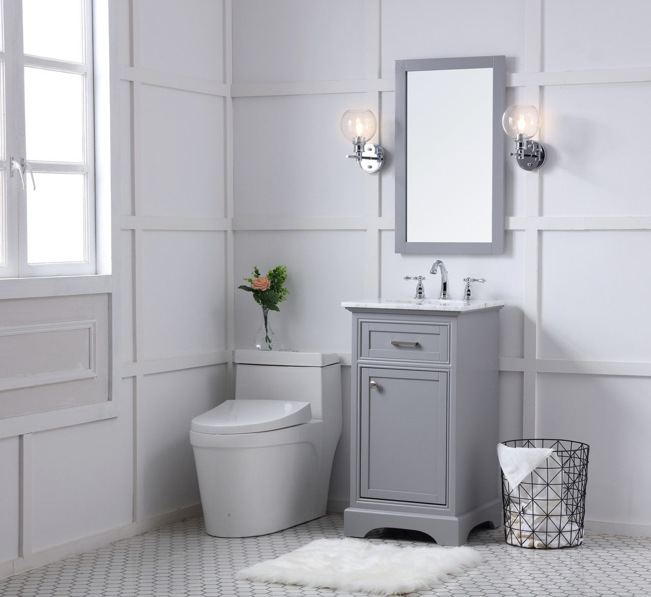 Elegant Decor VF15019GR 19 in. Single Bathroom Vanity set in light grey