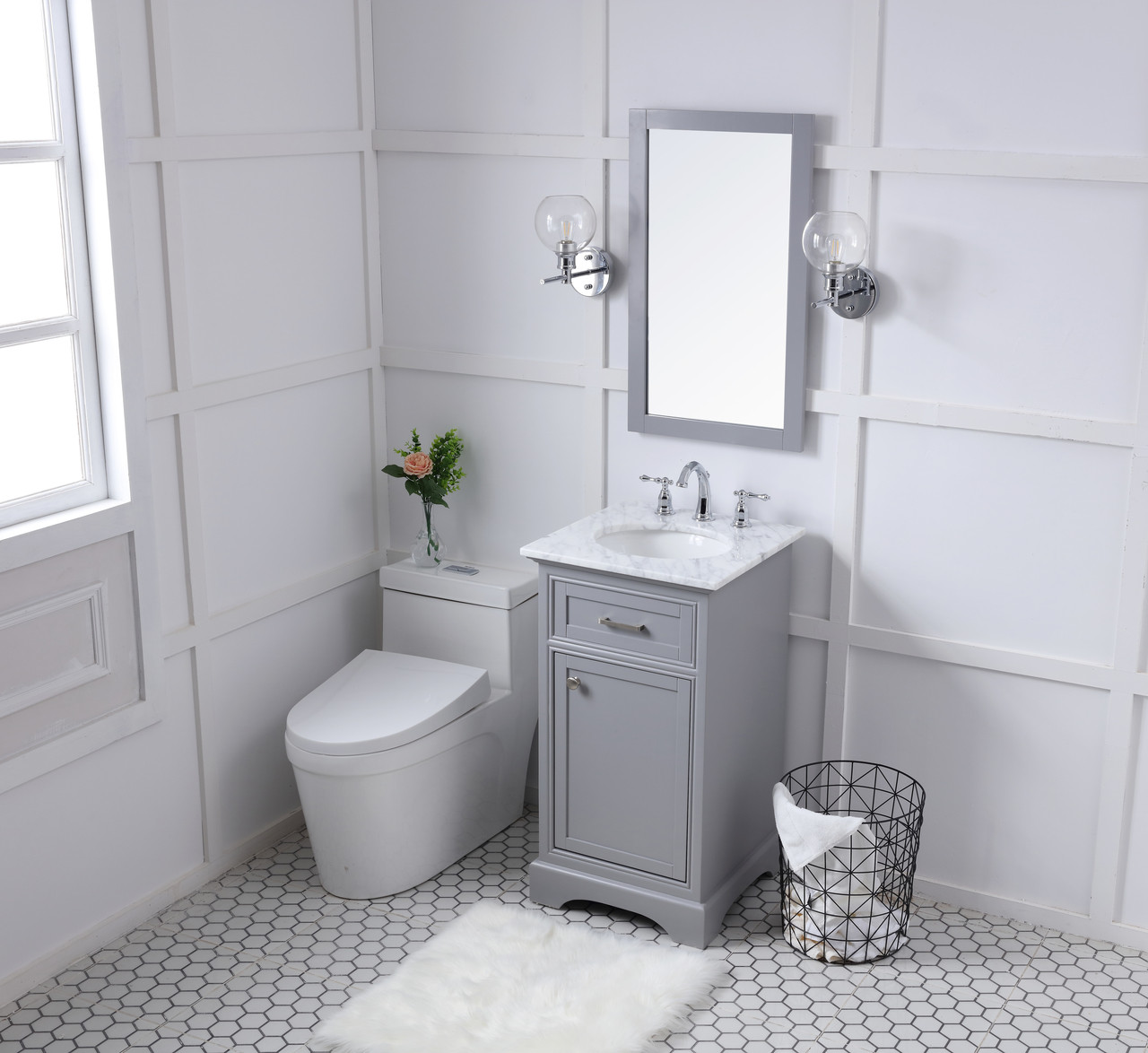 Elegant Decor VF15019GR 19 in. Single Bathroom Vanity set in light grey