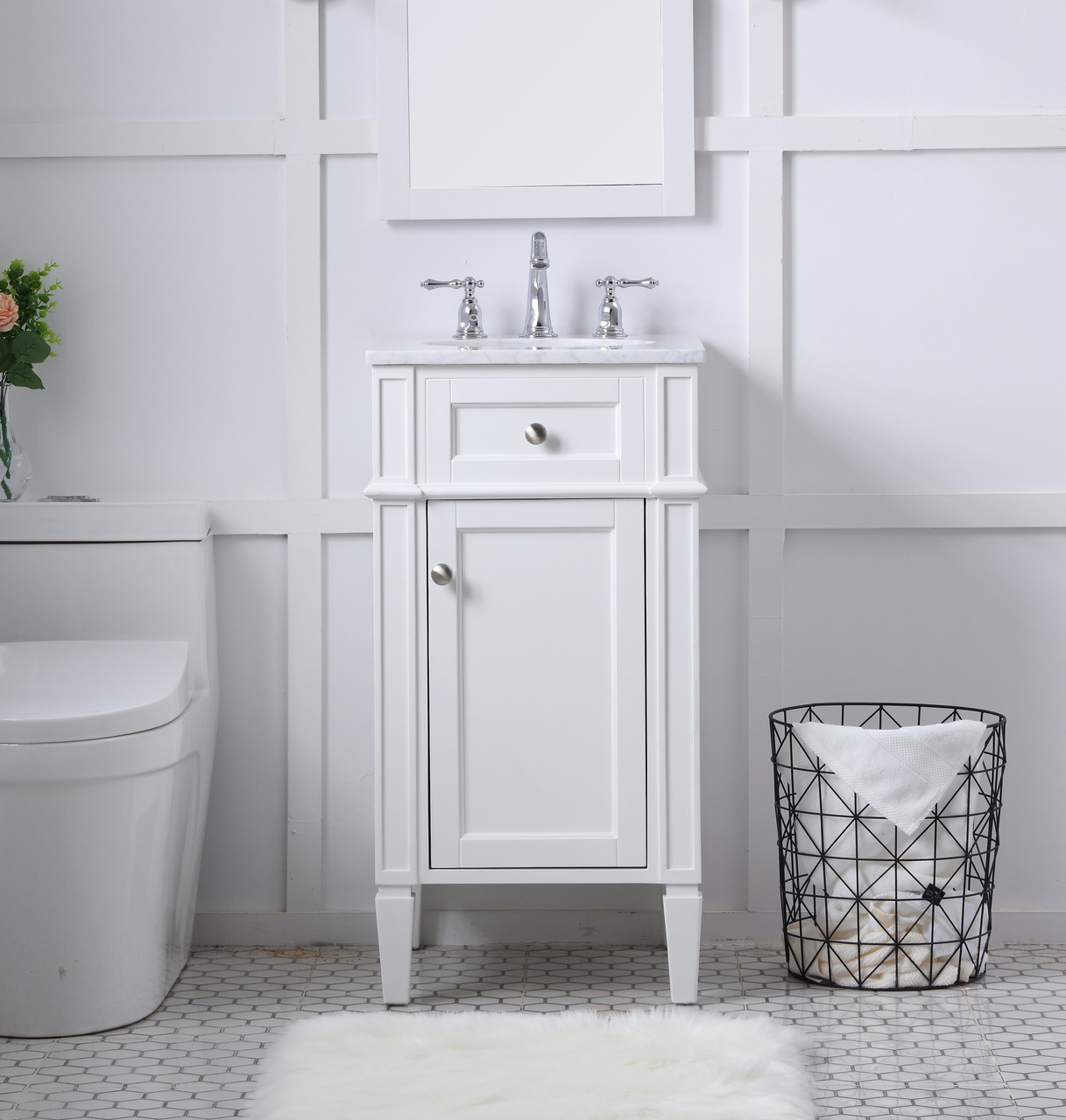 Elegant Decor VF12518WH 18 in. Single Bathroom Vanity set in white Elegant Decor VF12518WH 18 in. Single Bathroom Vanity set in white