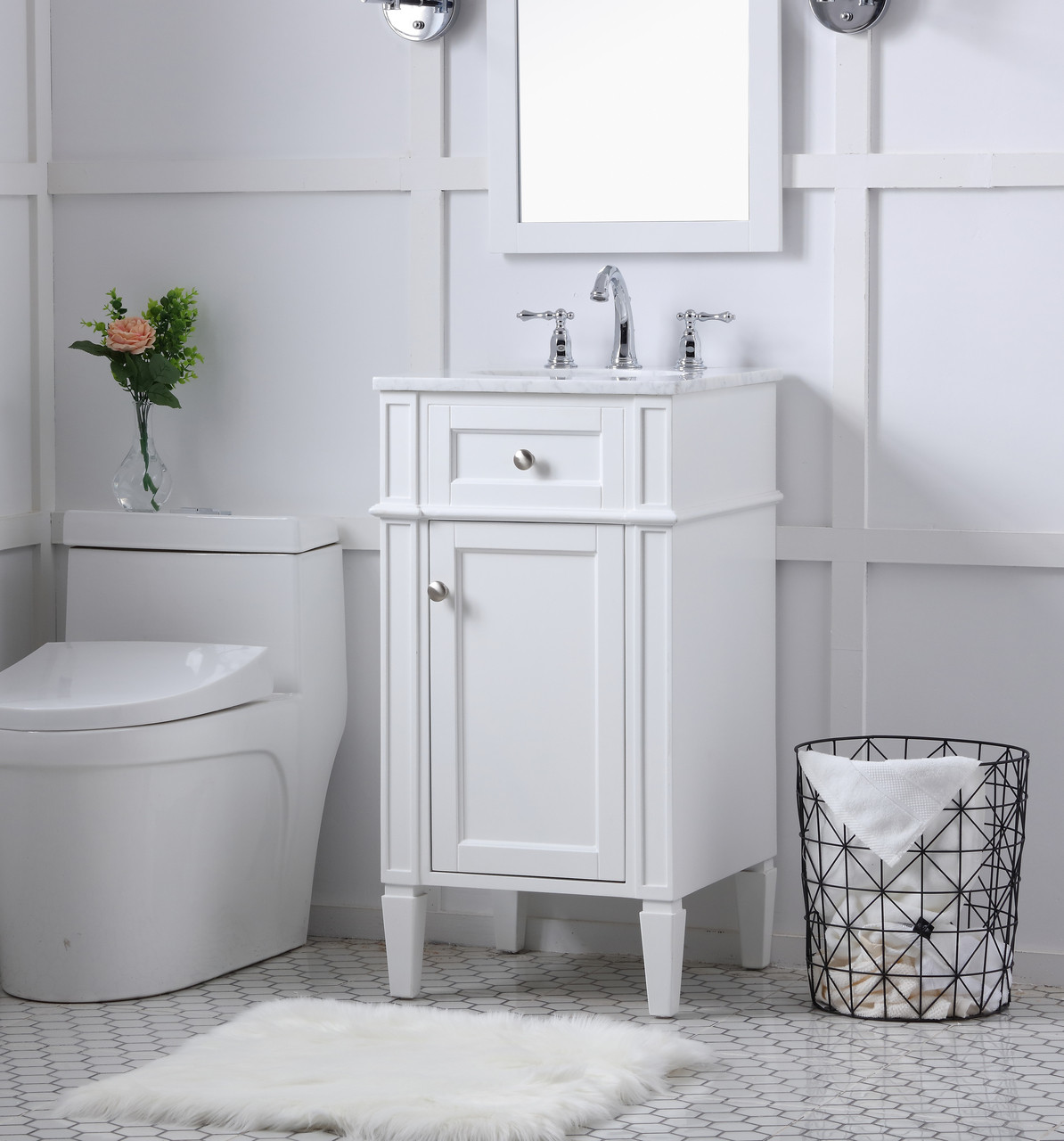 Elegant Decor VF12518WH 18 in. Single Bathroom Vanity set in white Elegant Decor VF12518WH 18 in. Single Bathroom Vanity set in white