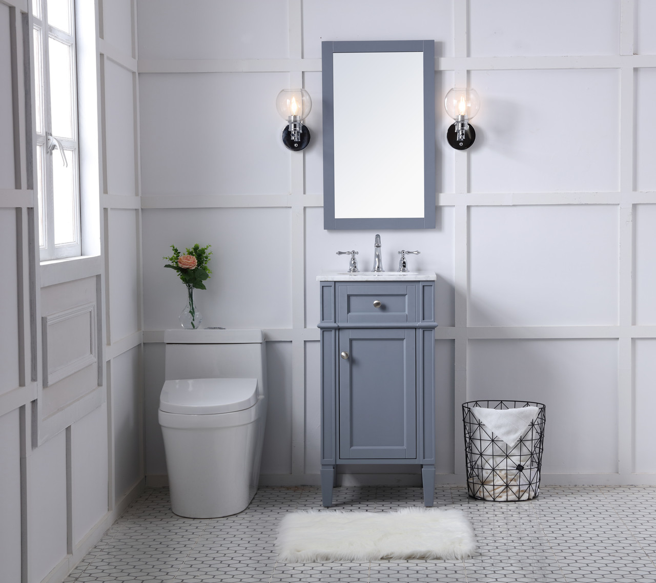 Elegant Decor VF12518GR 18 in. Single Bathroom Vanity set in grey