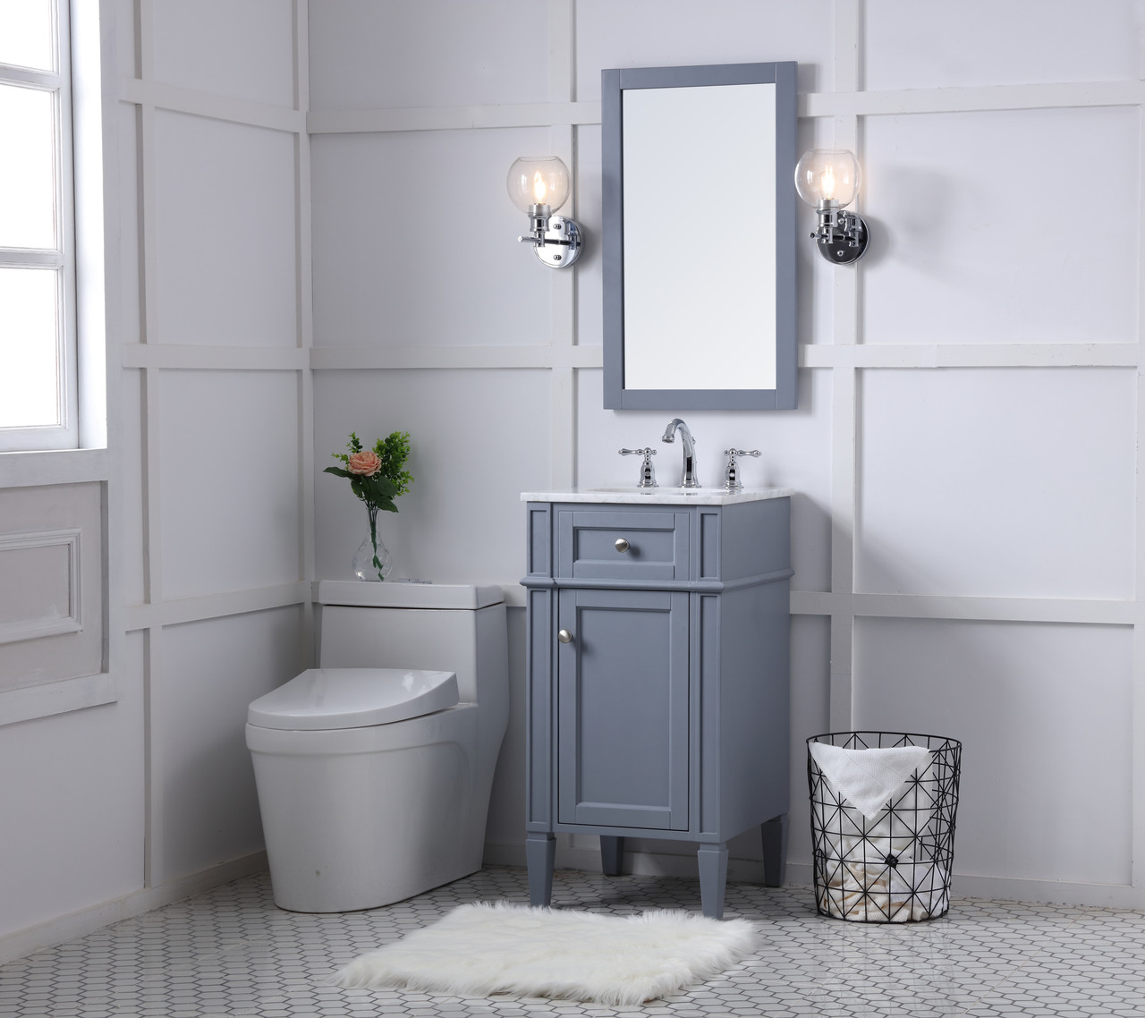 Elegant Decor VF12518GR 18 in. Single Bathroom Vanity set in grey
