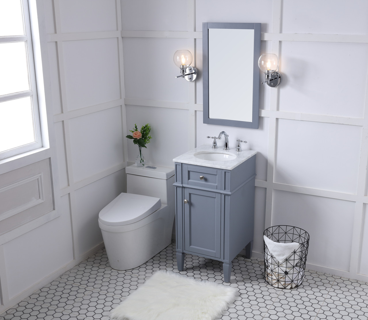 Elegant Decor VF12518GR 18 in. Single Bathroom Vanity set in grey