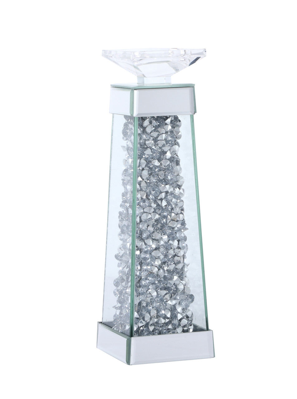 Elegant Decor MR9238 Sparkle 4.7 in. Contemporary Silver Crystal Candleholder