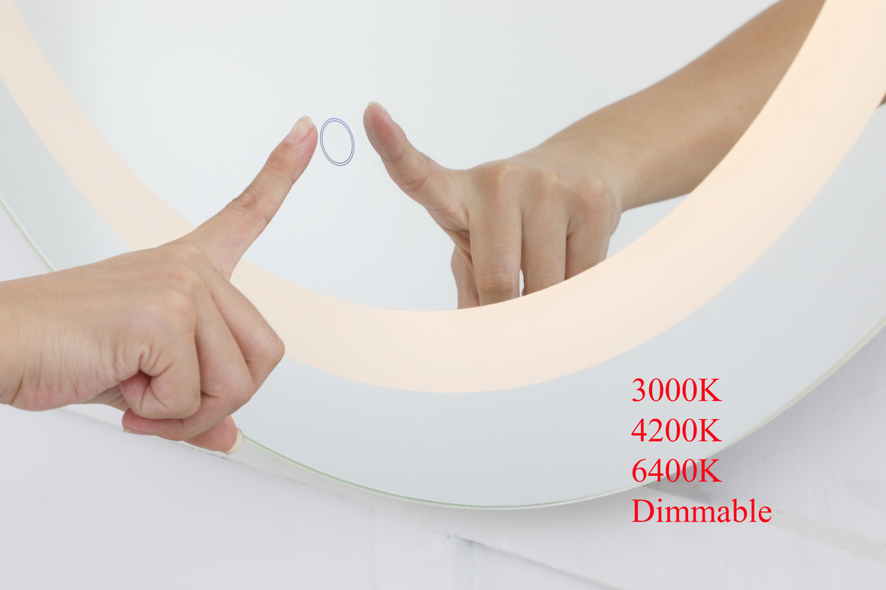 Elegant Decor MRE23232 Helios 32 inch Hardwired LED mirror with touch sensor and color changing temperature 3000K/4200K/6400K