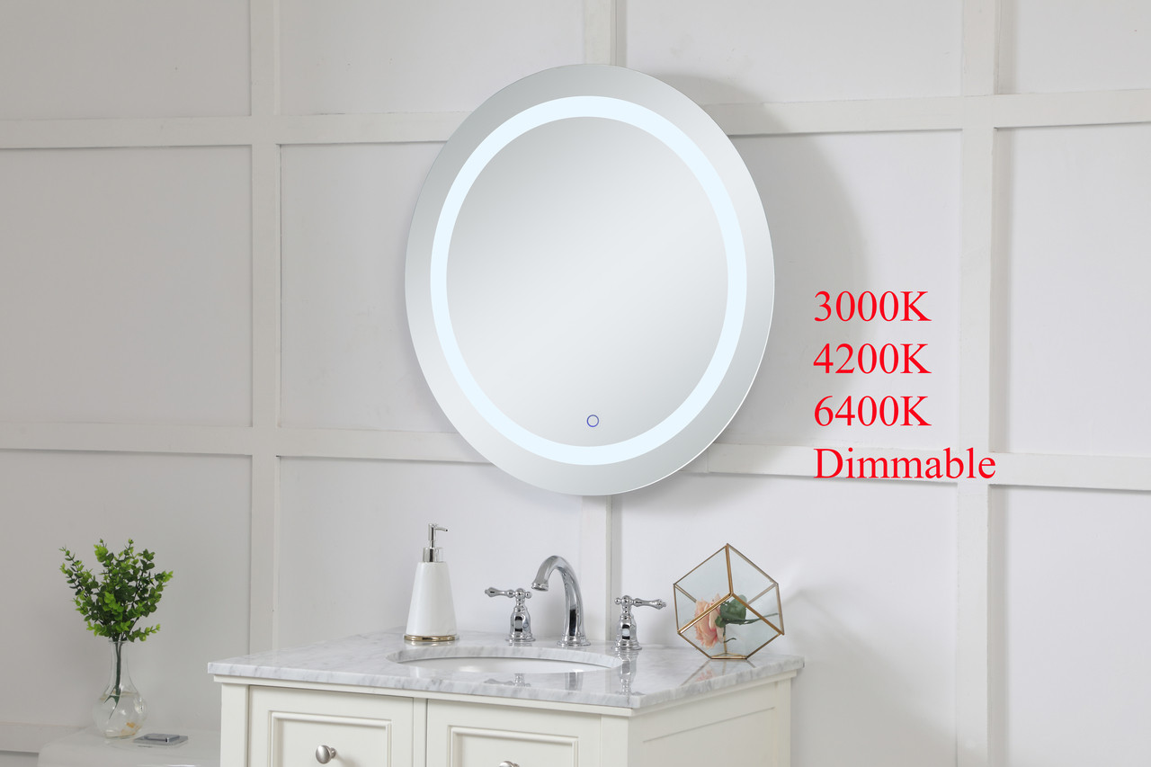 Elegant Decor MRE22828 Helios 28 inch Hardwired LED mirror with touch sensor and color changing temperature 3000K/4200K/6400K