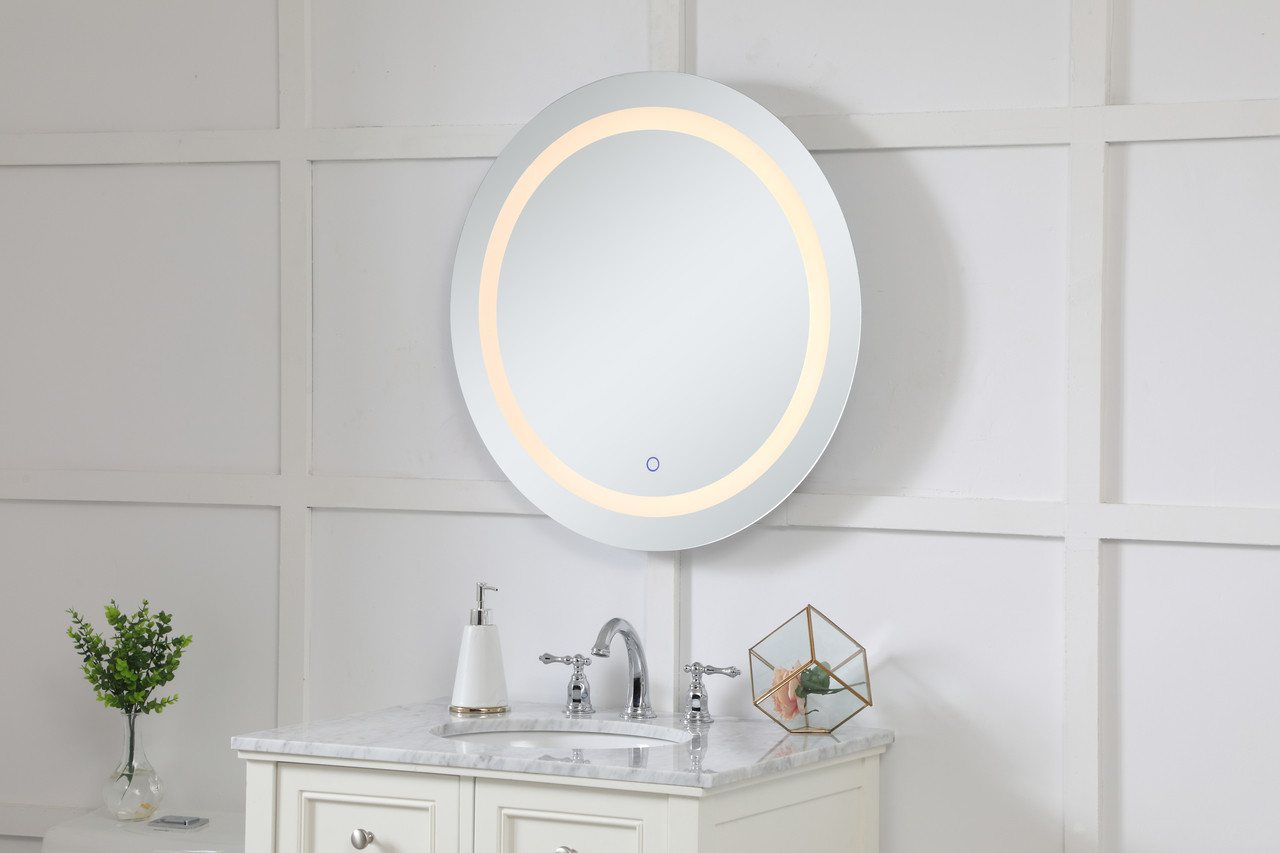 Elegant Decor MRE22828 Helios 28 inch Hardwired LED mirror with touch sensor and color changing temperature 3000K/4200K/6400K