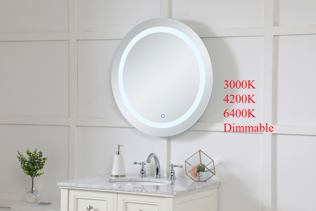 Elegant Decor MRE22828 Helios 28 inch Hardwired LED mirror with touch sensor and color changing temperature 3000K/4200K/6400K