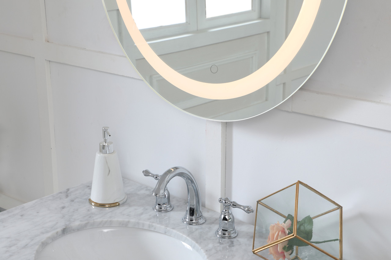 Elegant Decor MRE22828 Helios 28 inch Hardwired LED mirror with touch sensor and color changing temperature 3000K/4200K/6400K