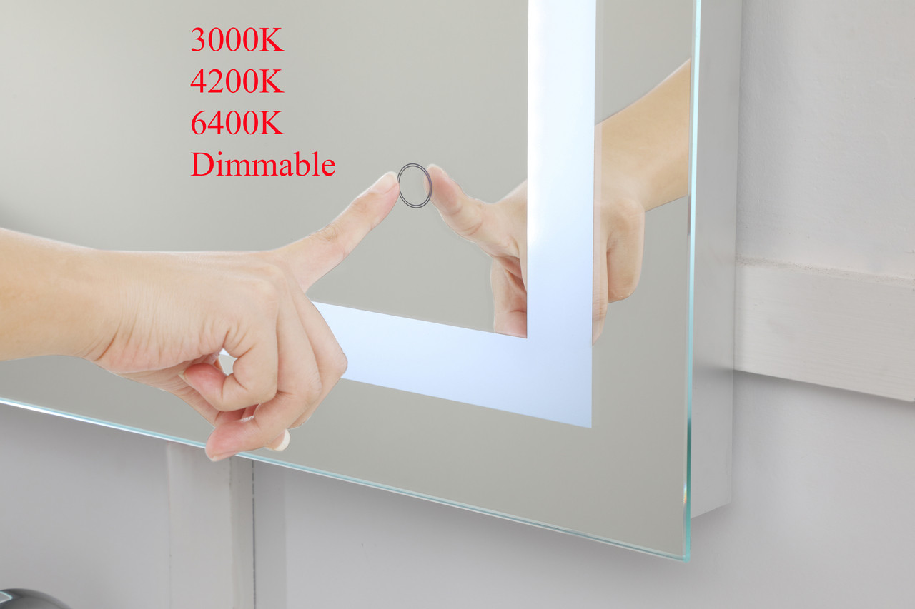 Elegant Decor MRE13660 Helios 18in x 36in Hardwired LED mirror with touch sensor and color changing temperature 3000K/4200K/6400K