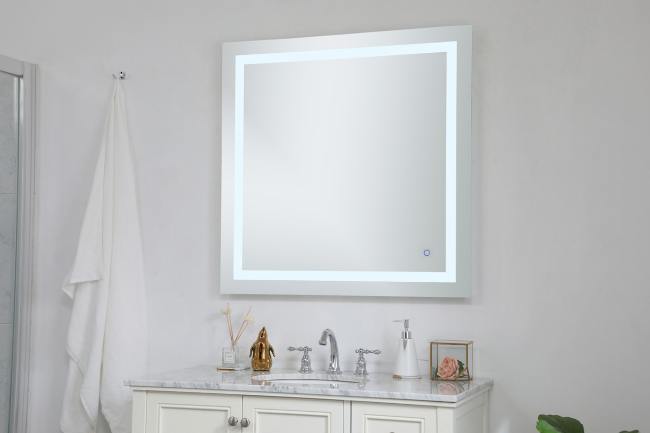 Elegant Decor MRE13636 Helios 36in x 36in Hardwired LED mirror with touch sensor and color changing temperature 3000K/4200K/6400K