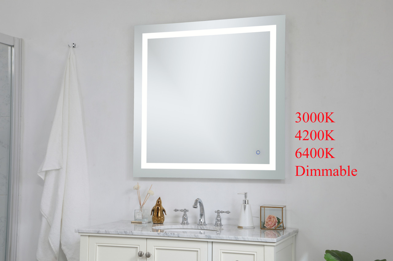 Elegant Decor MRE13636 Helios 36in x 36in Hardwired LED mirror with touch sensor and color changing temperature 3000K/4200K/6400K