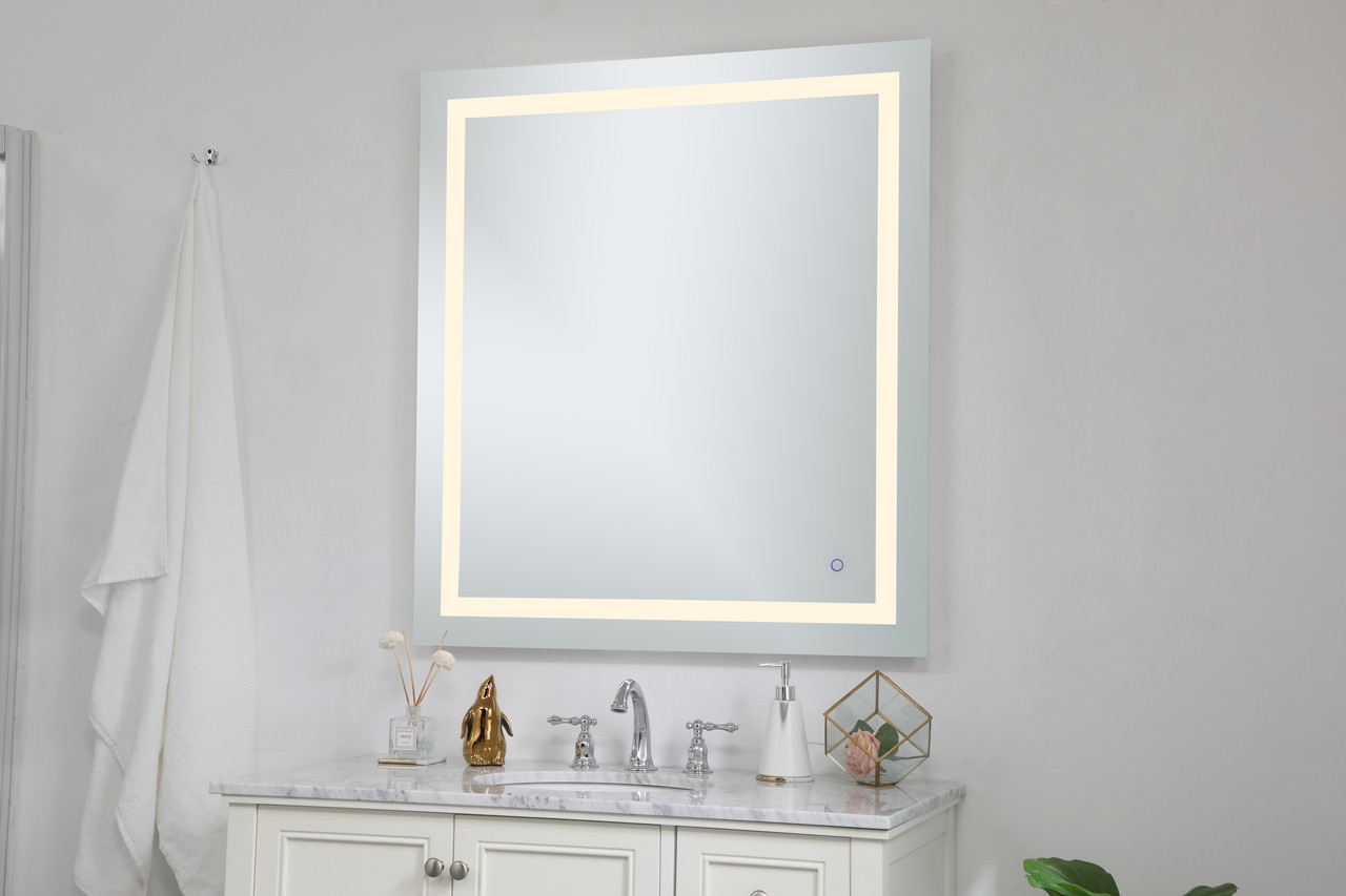 Elegant Decor MRE13640 Helios 36in x 40in Hardwired LED mirror with touch sensor and color changing temperature 3000K/4200K/6400K