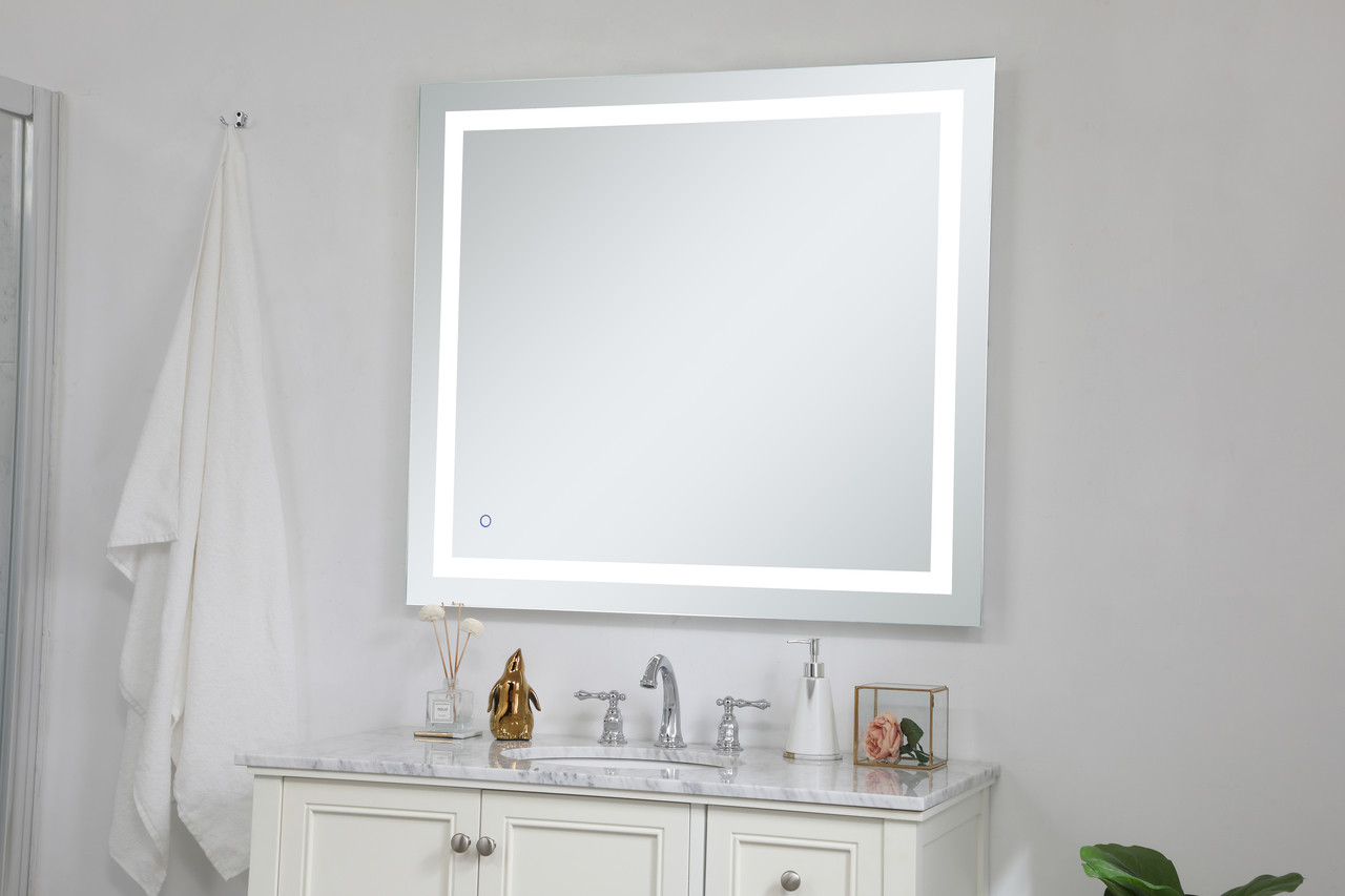 Elegant Decor MRE13640 Helios 36in x 40in Hardwired LED mirror with touch sensor and color changing temperature 3000K/4200K/6400K