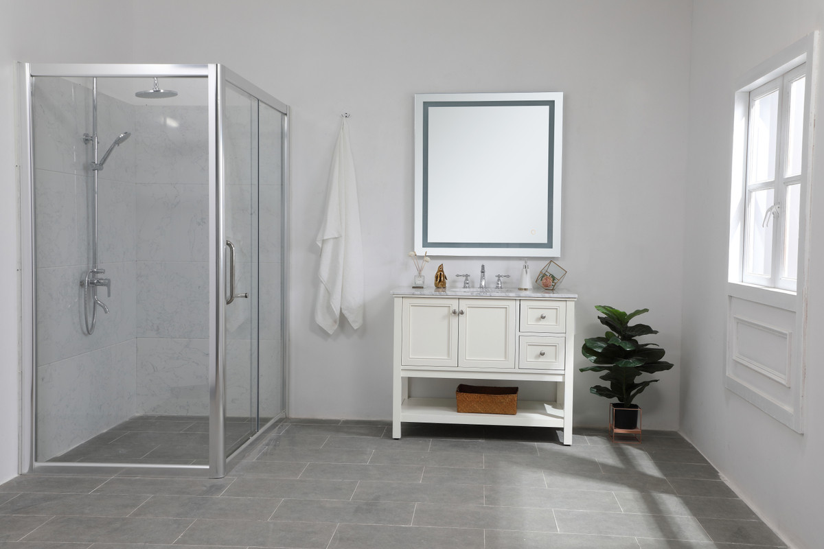 Elegant Decor MRE13640 Helios 36in x 40in Hardwired LED mirror with touch sensor and color changing temperature 3000K/4200K/6400K