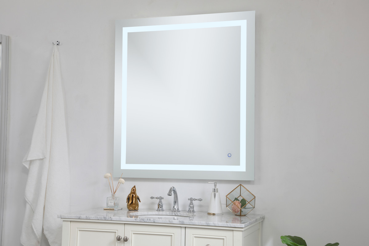 Elegant Decor MRE13640 Helios 36in x 40in Hardwired LED mirror with touch sensor and color changing temperature 3000K/4200K/6400K