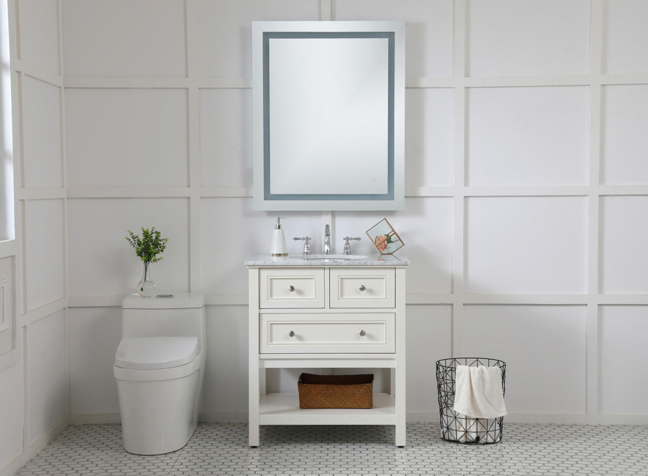 Elegant Decor MRE13040 Helios 30in x 40in Hardwired LED mirror with touch sensor and color changing temperature 3000K/4200K/6400K