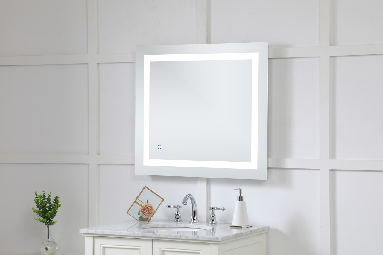 Elegant Decor MRE12730 Helios 27in x 30in Hardwired LED mirror with touch sensor and color changing temperature 3000K/4200K/6400K