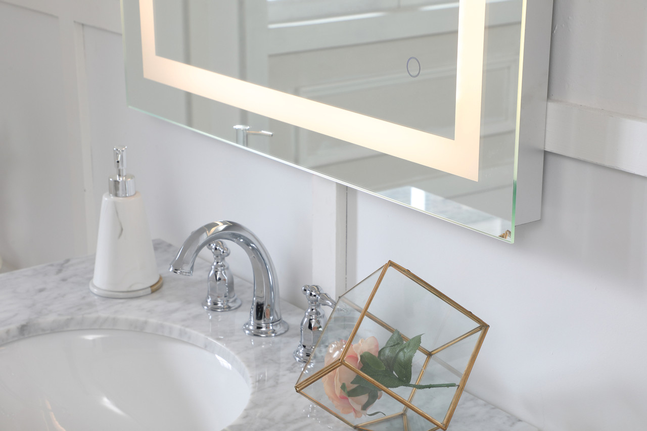 Elegant Decor MRE12730 Helios 27in x 30in Hardwired LED mirror with touch sensor and color changing temperature 3000K/4200K/6400K
