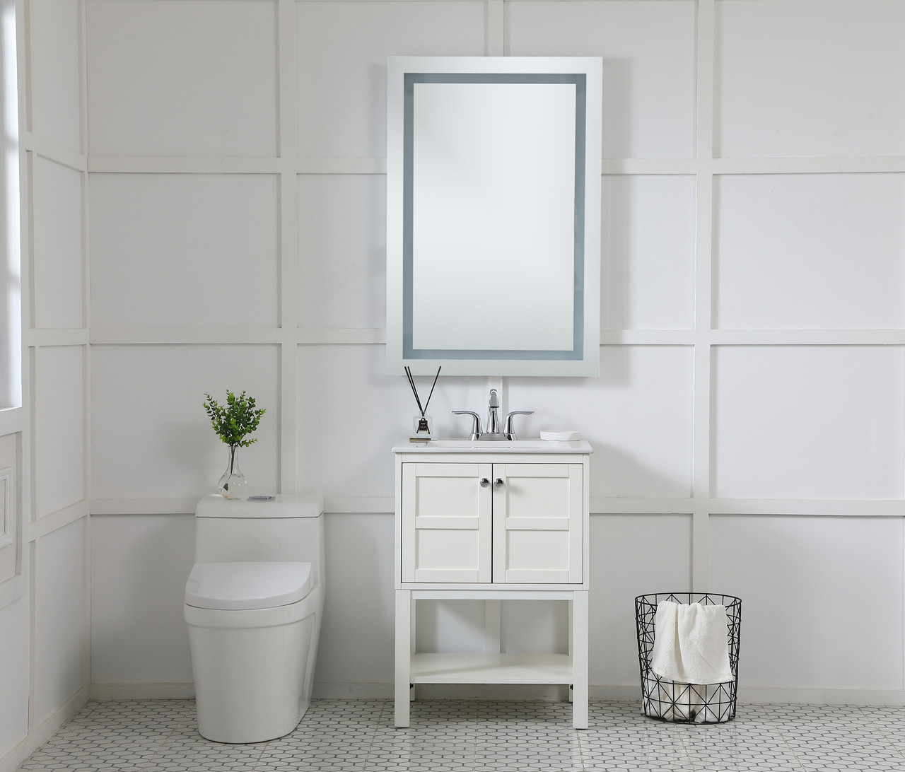 Elegant Decor MRE12740 Helios 27in x 40in Hardwired LED mirror with touch sensor and color changing temperature 3000K/4200K/6400K
