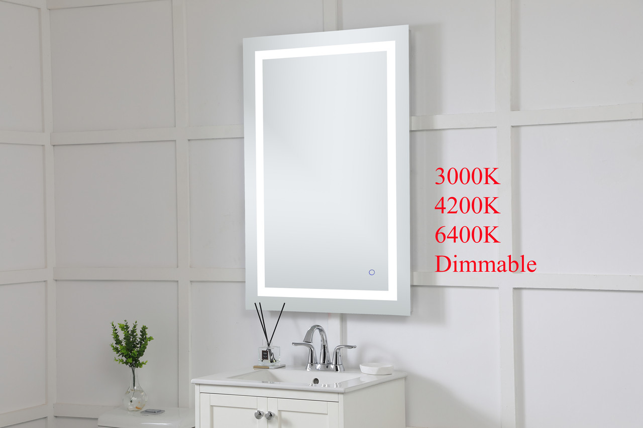 Elegant Decor MRE12740 Helios 27in x 40in Hardwired LED mirror with touch sensor and color changing temperature 3000K/4200K/6400K