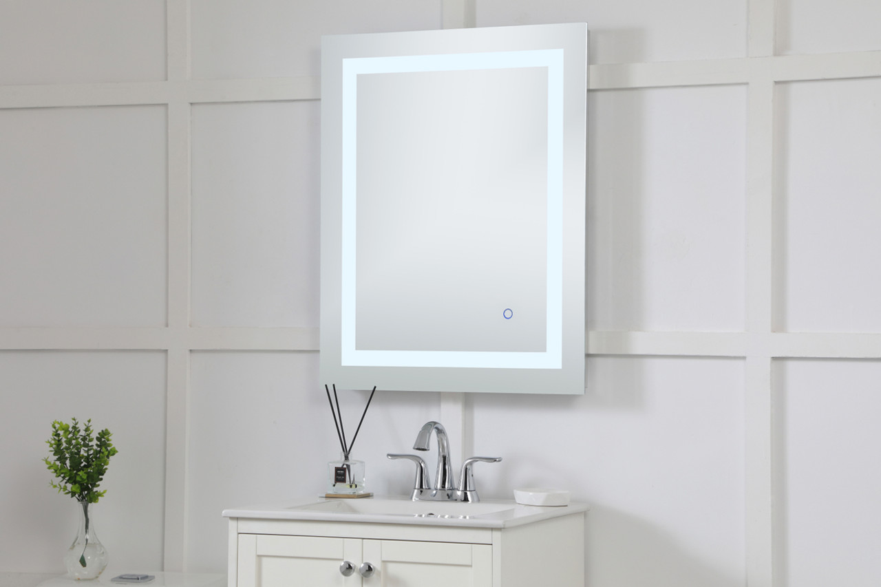 Elegant Decor MRE12430 Helios 24in x 30in Hardwired LED mirror with touch sensor and color changing temperature 3000K/4200K/6400K