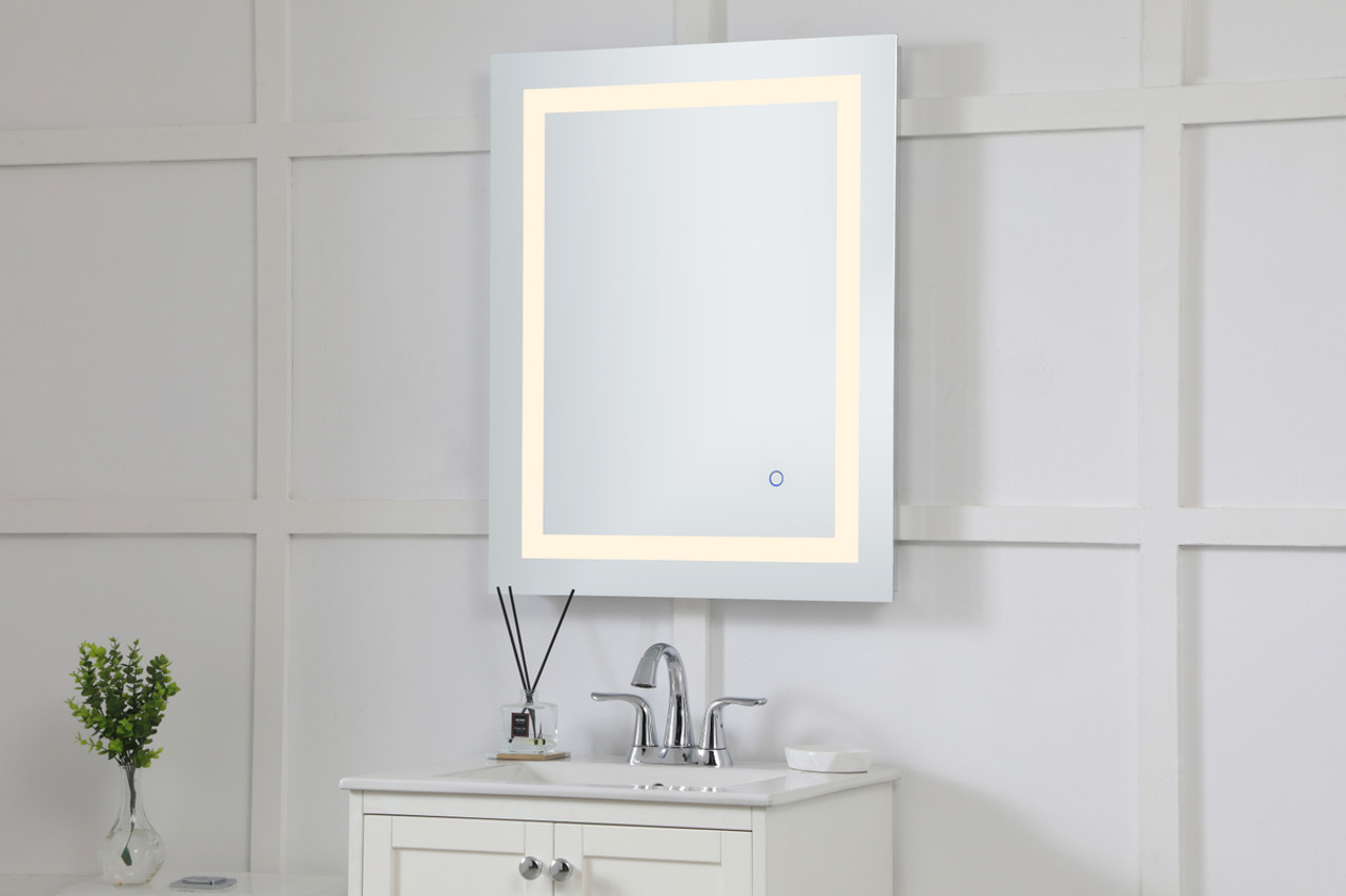 Elegant Decor MRE12430 Helios 24in x 30in Hardwired LED mirror with touch sensor and color changing temperature 3000K/4200K/6400K