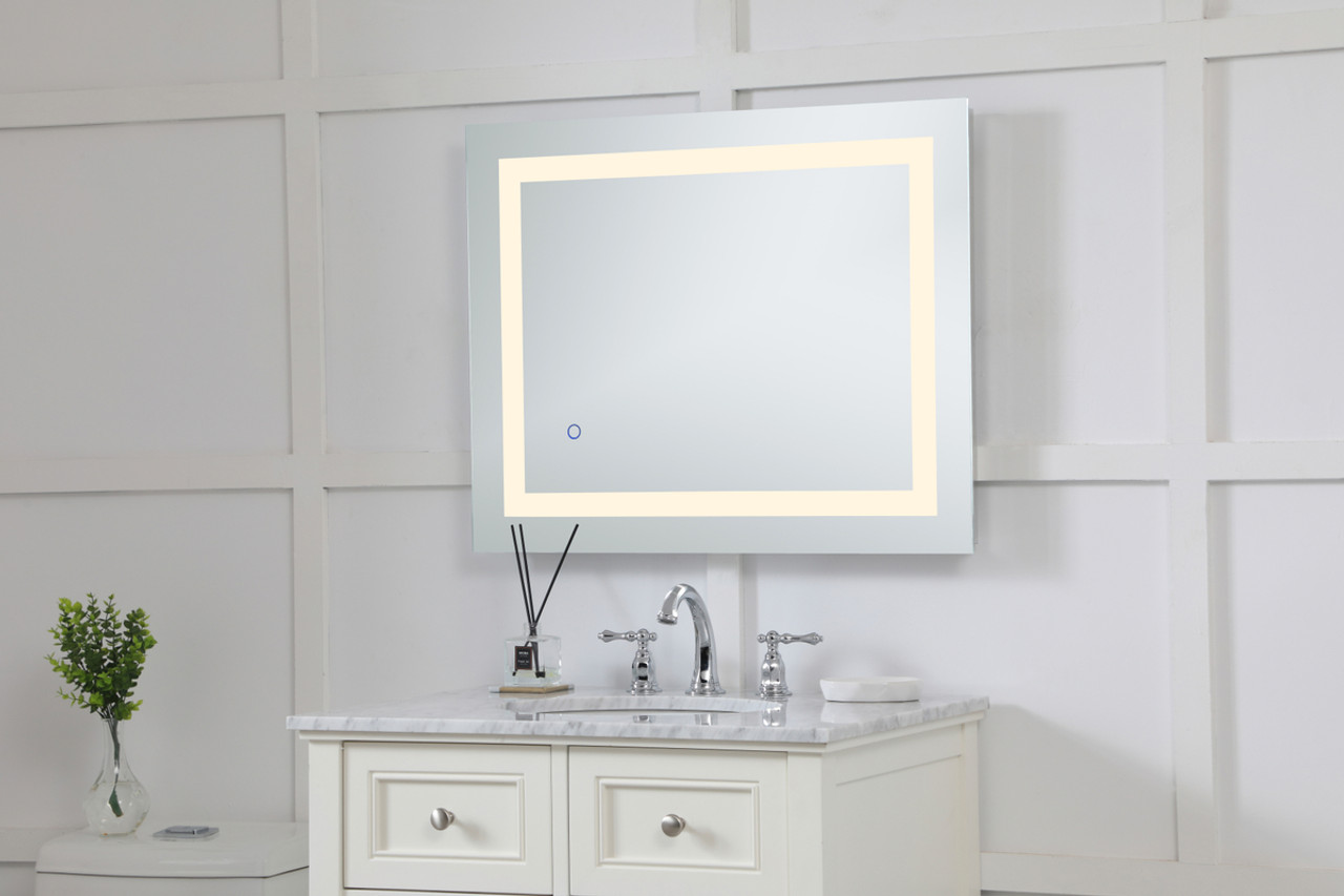 Elegant Decor MRE12430 Helios 24in x 30in Hardwired LED mirror with touch sensor and color changing temperature 3000K/4200K/6400K