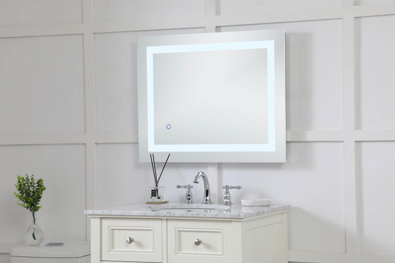 Elegant Decor MRE12430 Helios 24in x 30in Hardwired LED mirror with touch sensor and color changing temperature 3000K/4200K/6400K