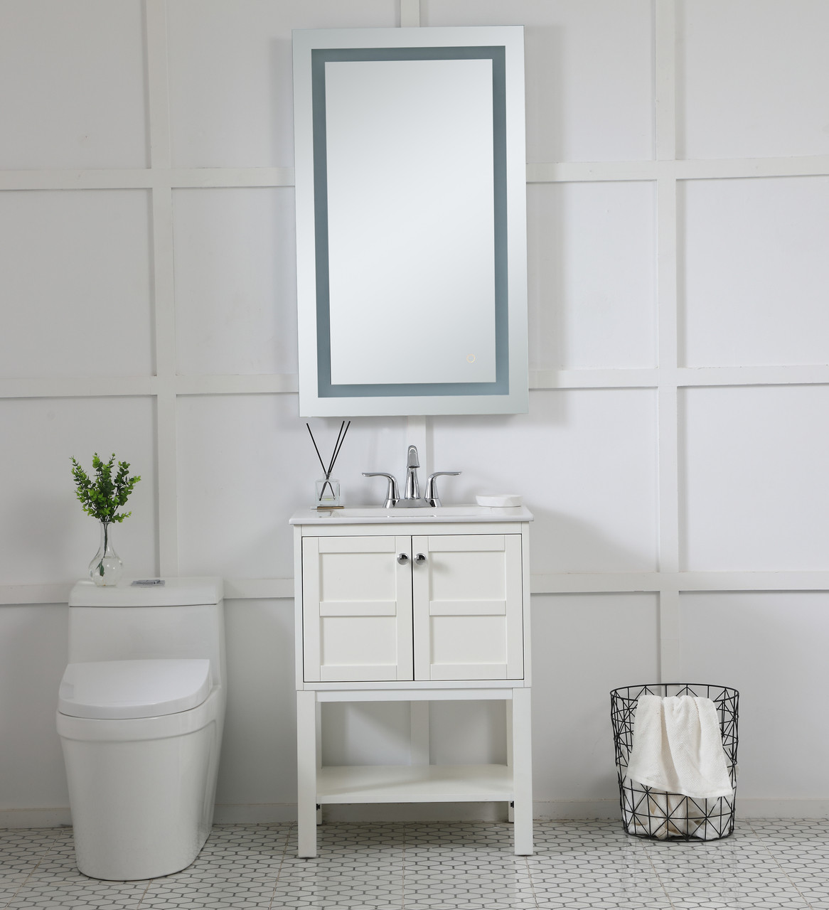 Elegant Decor MRE12440 Helios 24in x 40in Hardwired LED mirror with touch sensor and color changing temperature 3000K/4200K/6400K