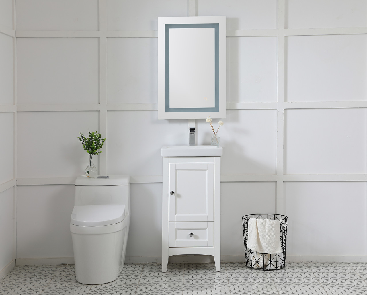 Elegant Decor MRE12030 Helios 20in x 30in Hardwired LED mirror with touch sensor and color changing temperature 3000K/4200K/6400K