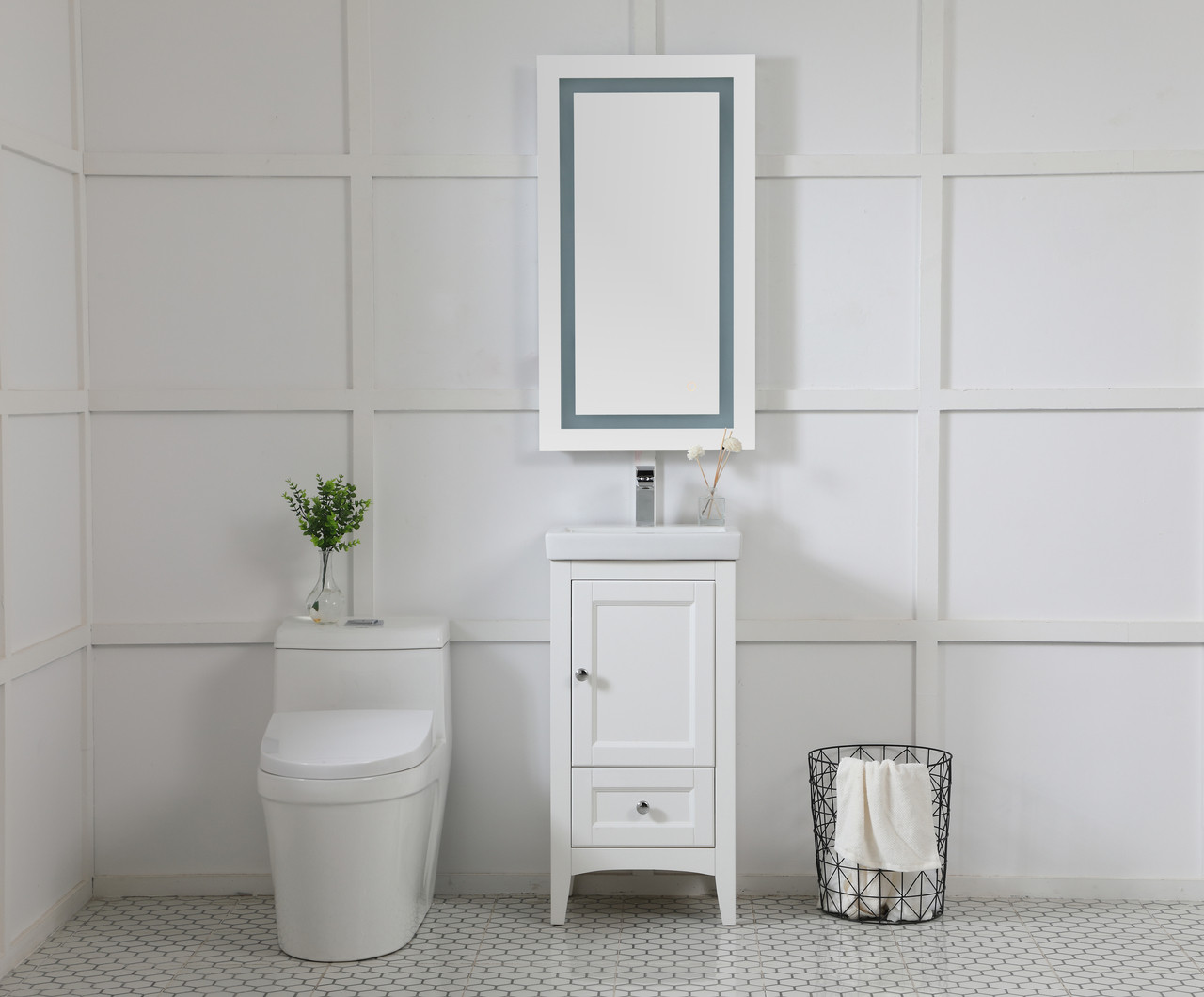 Elegant Decor MRE12036 Helios 20in x 36in Hardwired LED mirror with touch sensor and color changing temperature 3000K/4200K/6400K