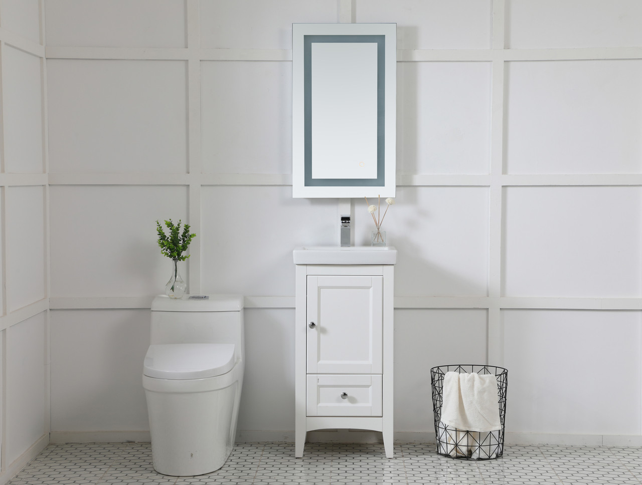 Elegant Decor MRE11830 Helios 18in x 30in Hardwired LED mirror with touch sensor and color changing temperature 3000K/4200K/6400K
