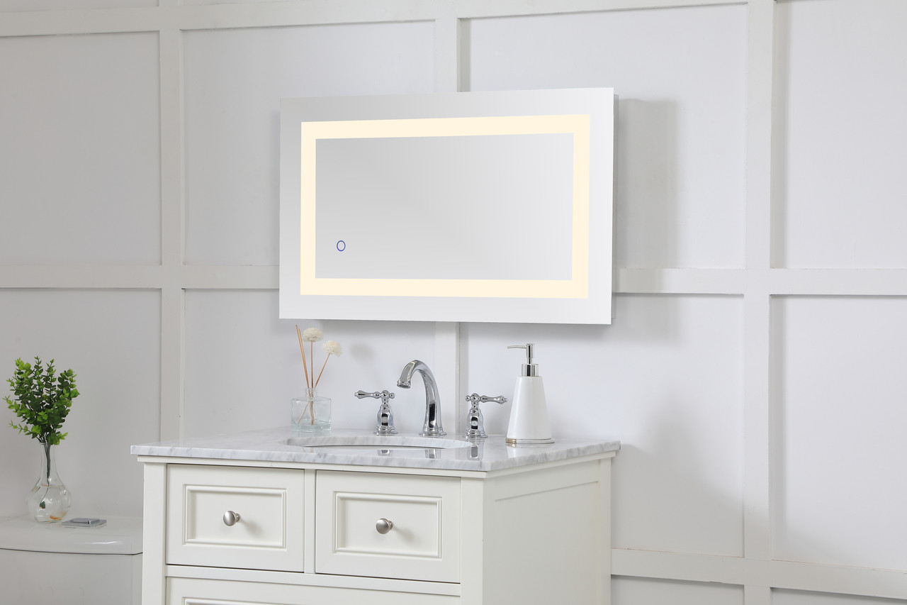 Elegant Decor MRE11830 Helios 18in x 30in Hardwired LED mirror with touch sensor and color changing temperature 3000K/4200K/6400K