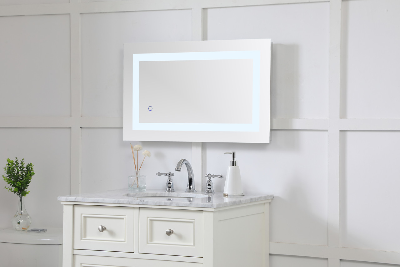 Elegant Decor MRE11830 Helios 18in x 30in Hardwired LED mirror with touch sensor and color changing temperature 3000K/4200K/6400K