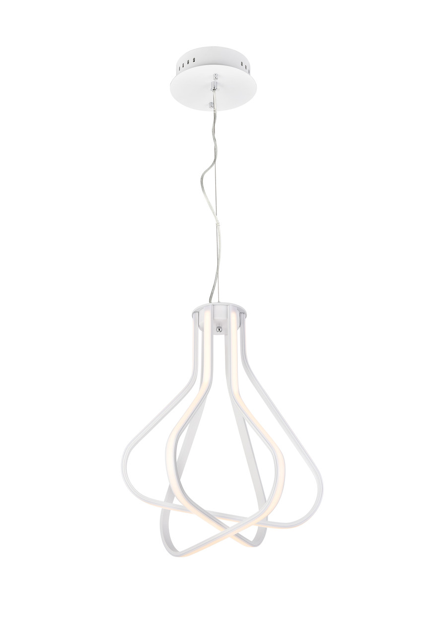 Elegant Lighting 5105D18WH Dahlia 3 light in White Pendant