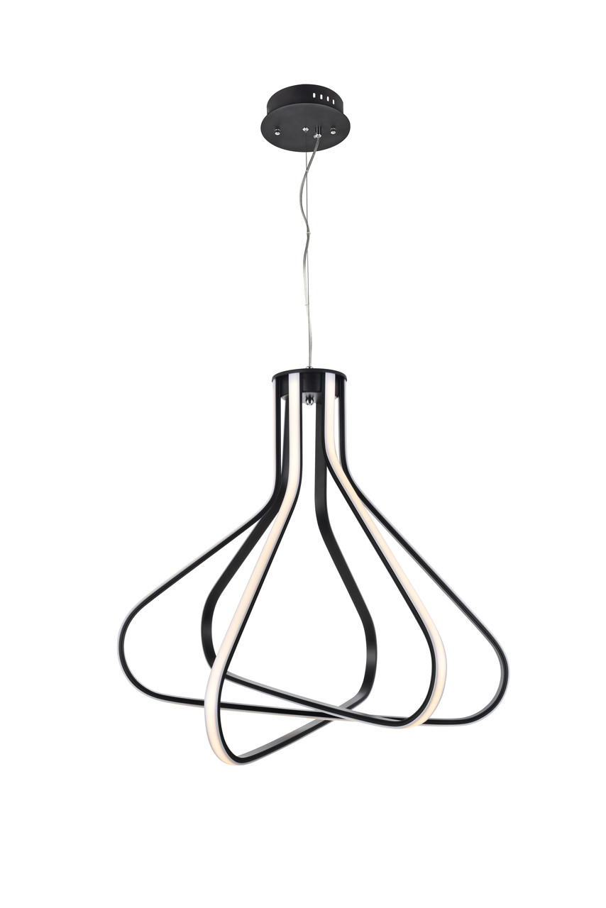 Elegant Lighting 5105D26BK Dahlia 3 light in Black Pendant