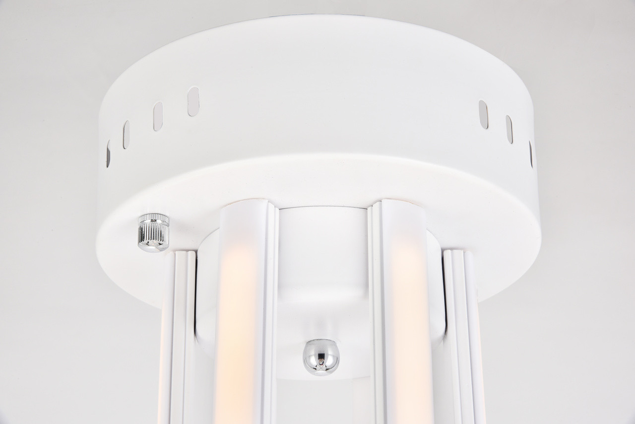 Elegant Lighting 5105F18WH Dahlia 3 light in White Flush mount