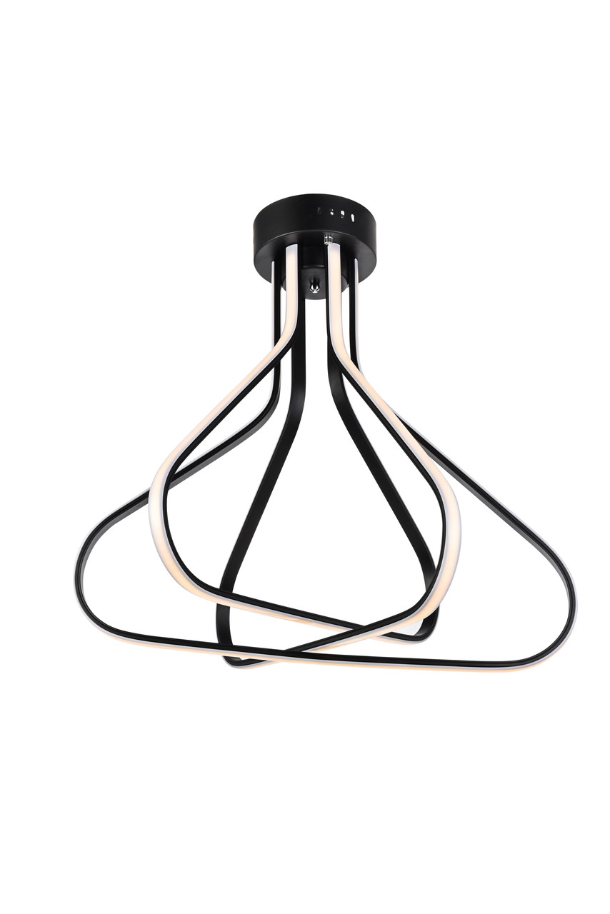 Elegant Lighting 5105F26BK Dahlia 3 light in Black Flush mount