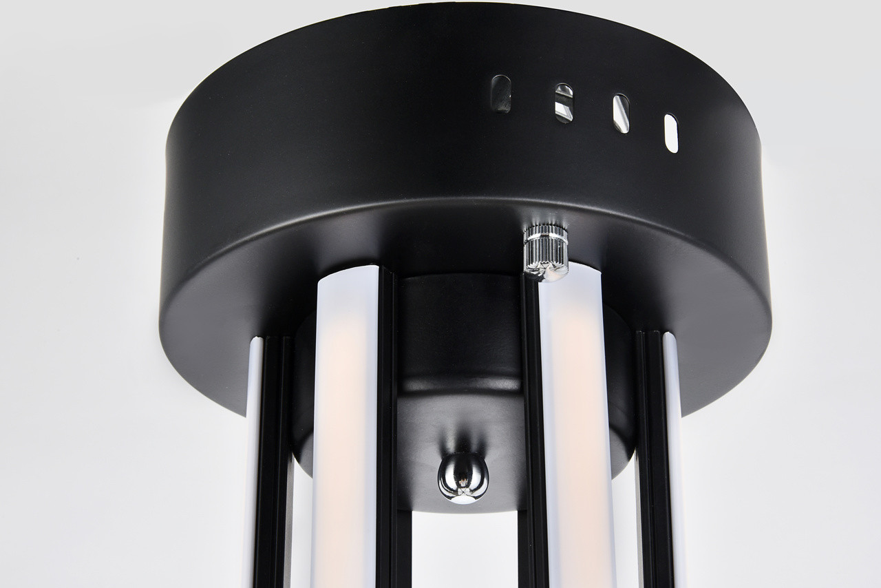 Elegant Lighting 5105F26BK Dahlia 3 light in Black Flush mount