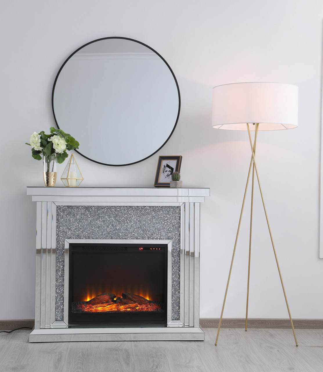 Living District LD6191BR Cason 1 light Brass and White shade Floor lamp