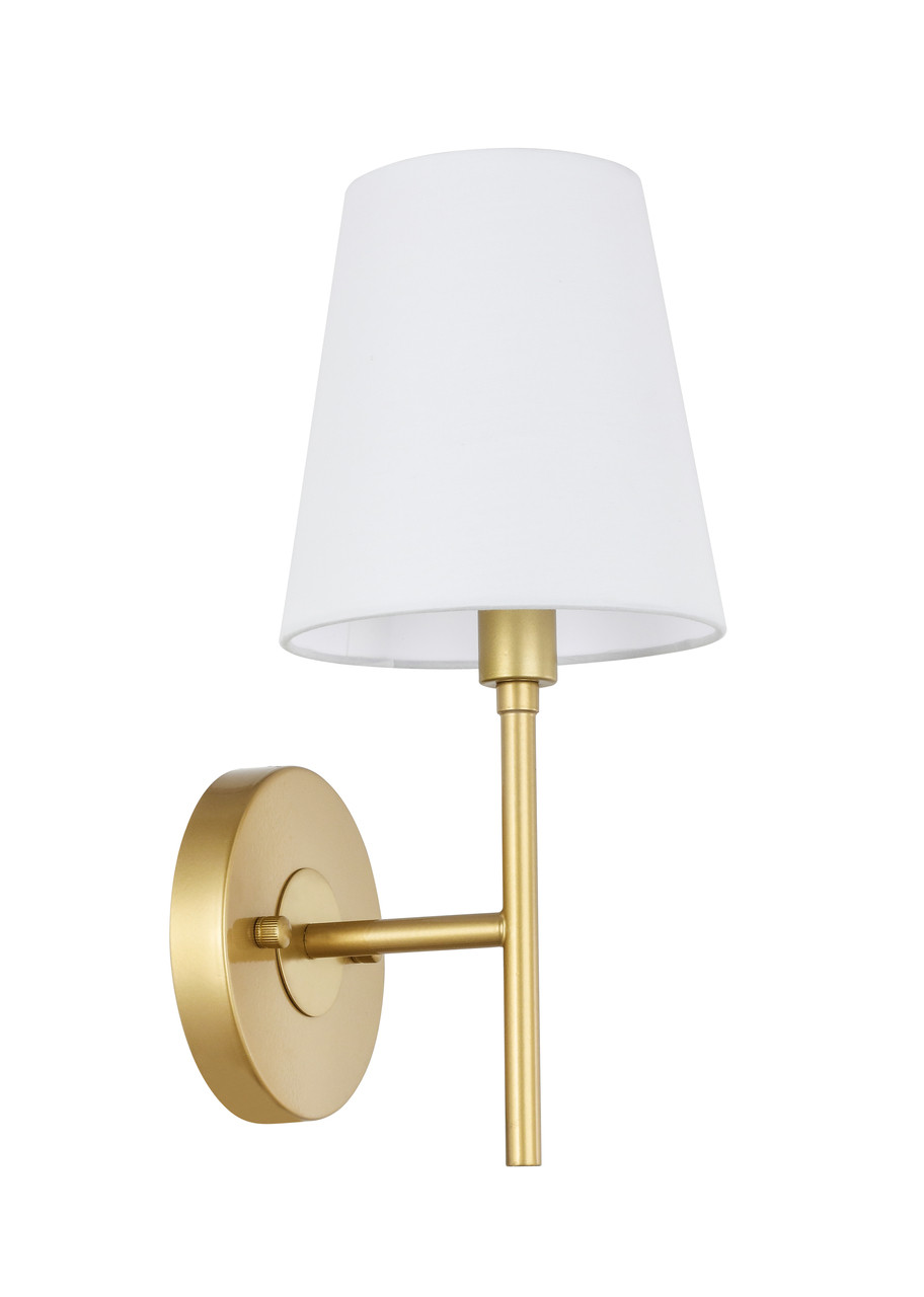 Living District LD6185BR Cason 1 light Brass amd White shade wall sconce