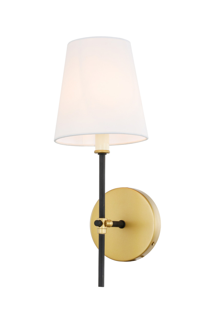 Living District LD6004W6BRBK Mel 1 light Brass and Black and White shade wall sconce