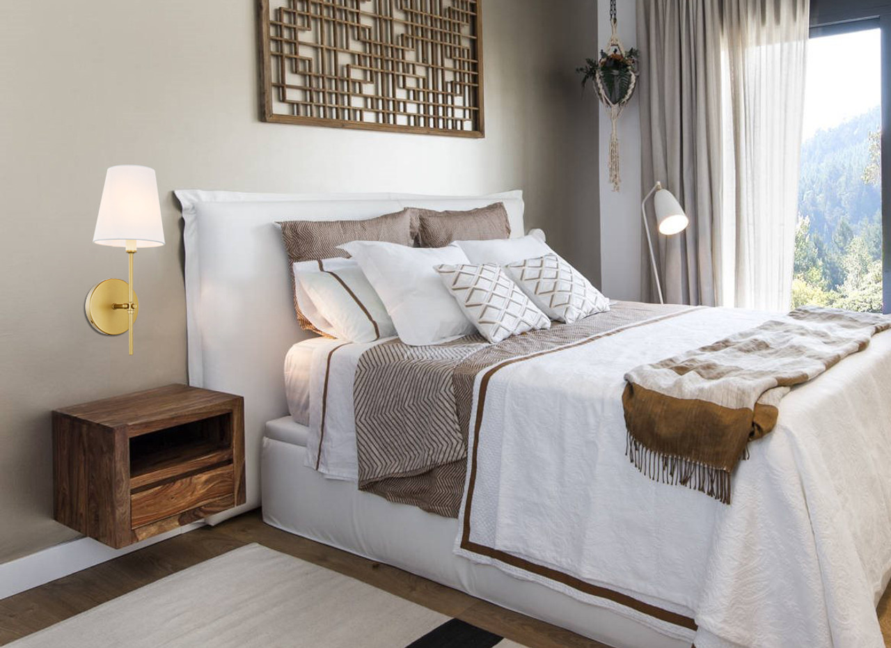 Living District LD6004W6BR Mel 1 light Brass and White shade wall sconce