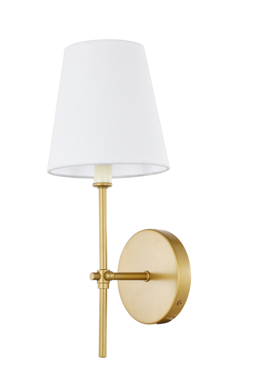 Living District LD6004W6BR Mel 1 light Brass and White shade wall sconce