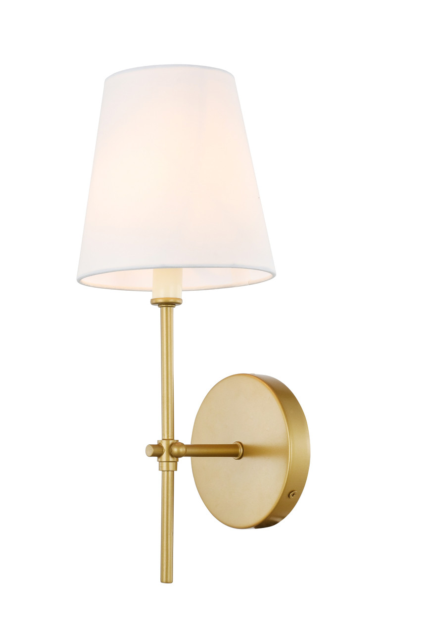 Living District LD6004W6BR Mel 1 light Brass and White shade wall sconce