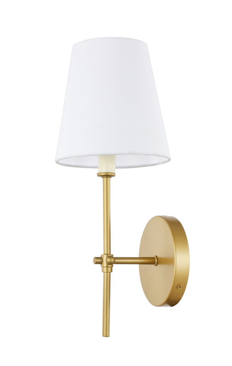 Living District LD6004W6BR Mel 1 light Brass and White shade wall sconce