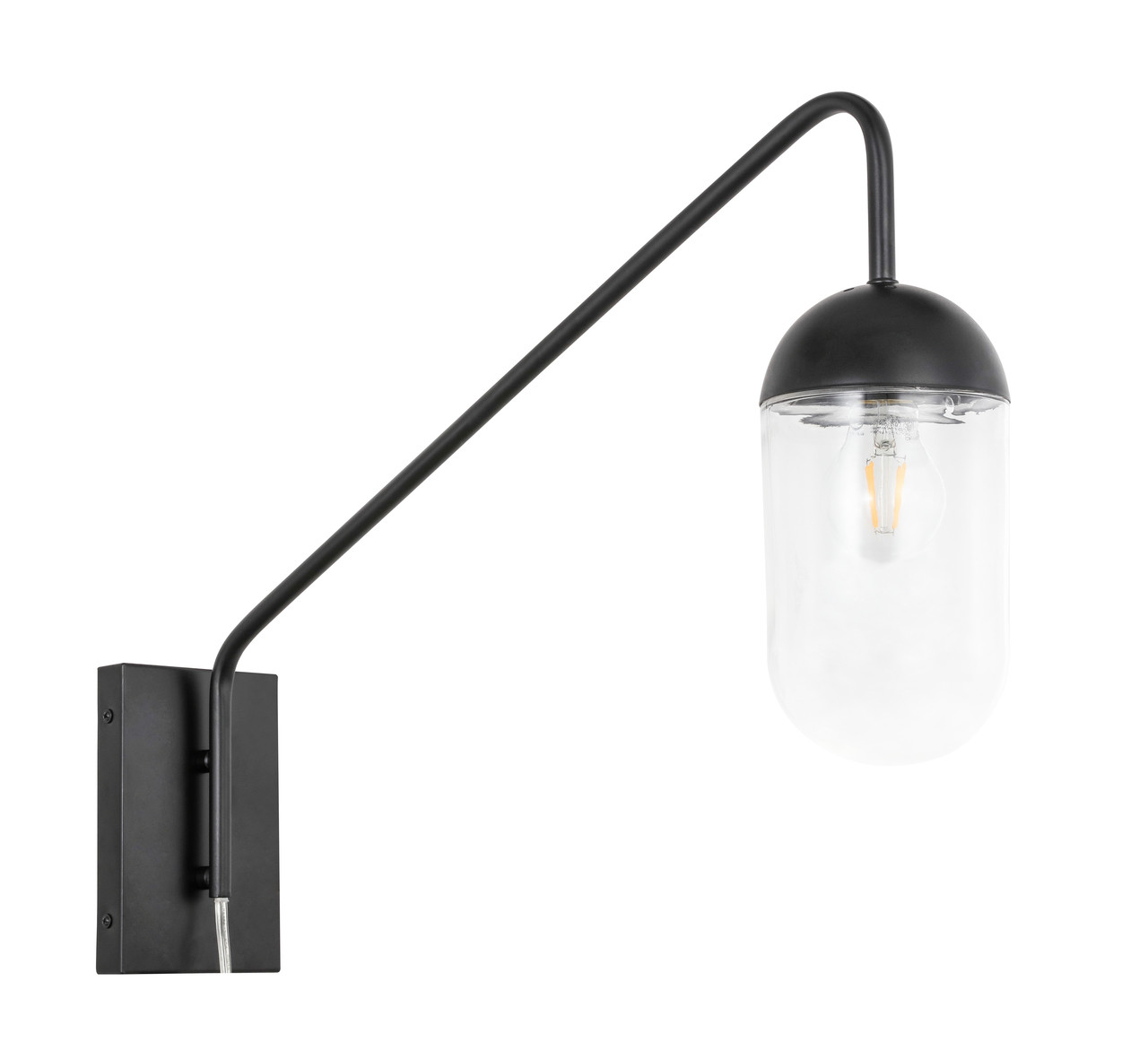 Living District LD6174BK Kace 1 light Black and Clear glass wall sconce