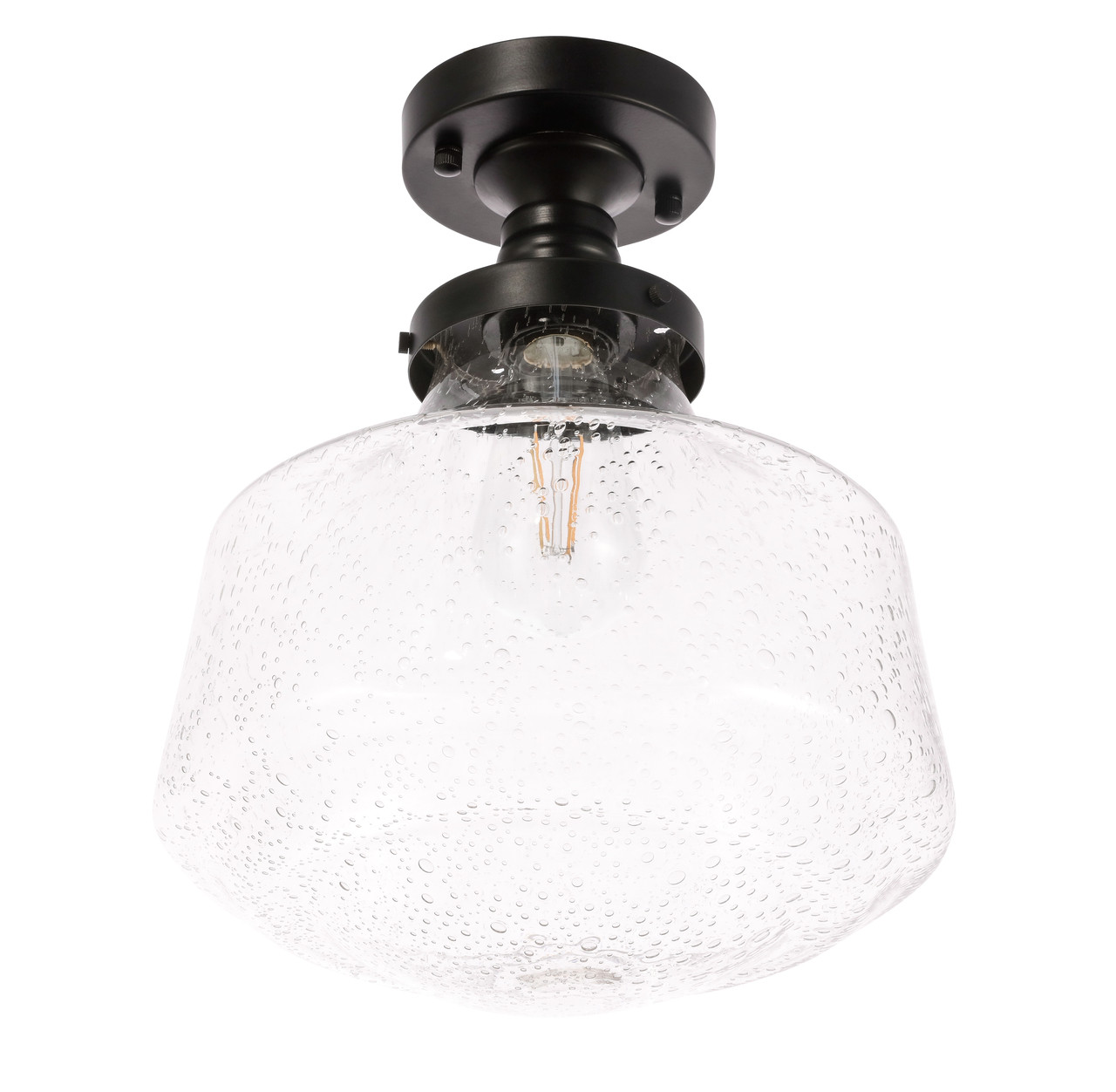 Living District LD6240BK Lyle 1 light Black and Clear seeded glass Flush mount